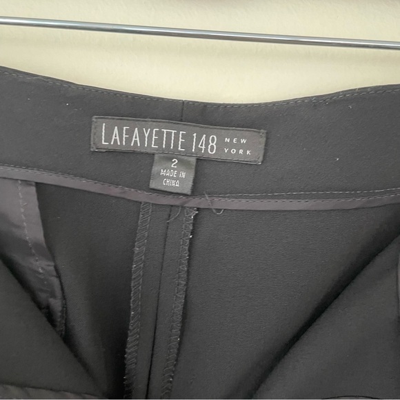 Lafayette 148 New York Black Wool Trouser Pants size 2 Straight Leg - Picture 7 of 8
